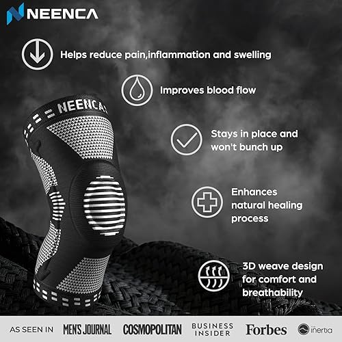 Miniatura 7 de NEENCA - Rodillera profesional de compresión, almohadilla de rótula, estabilizador lateral, para desgarro de menisco, ligamento anterior cruzado