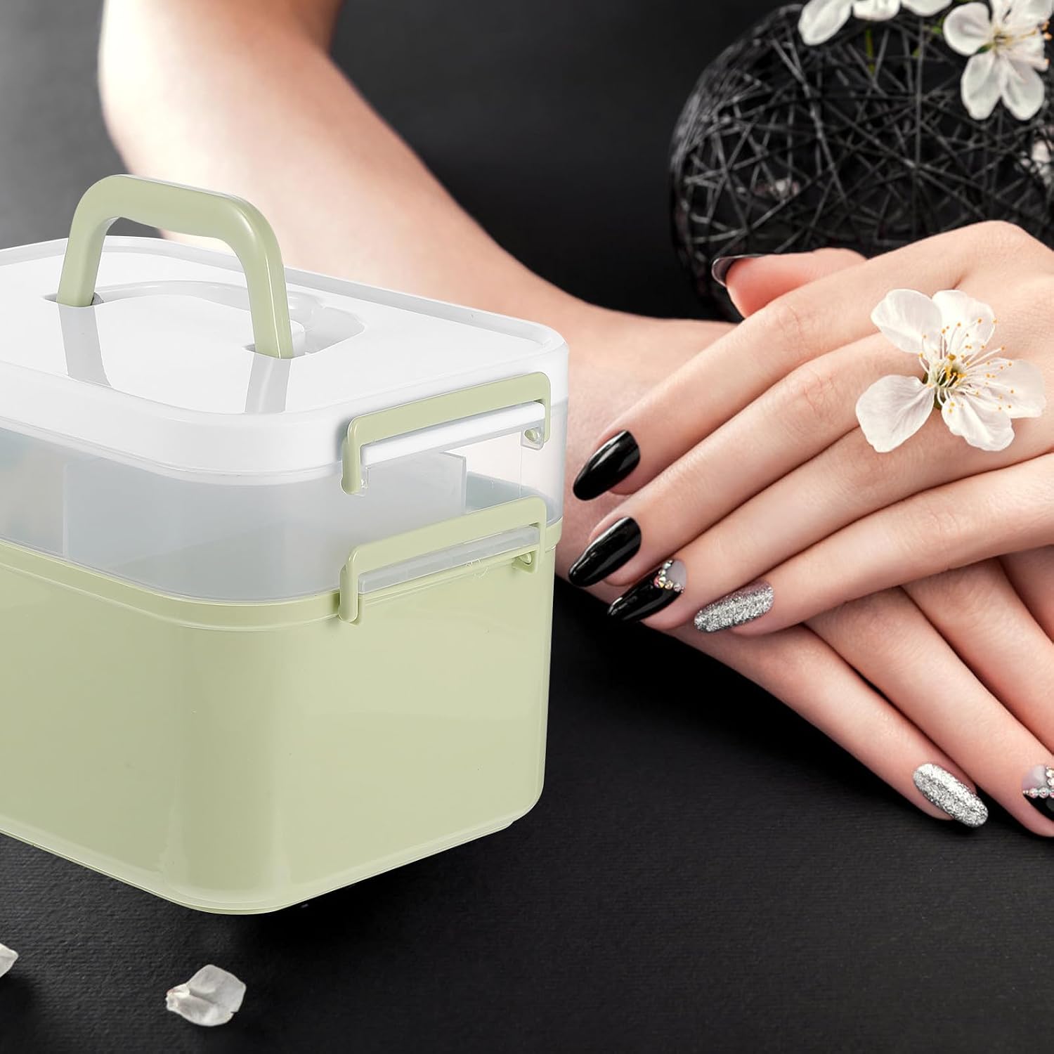 Manicure Tool Box Large PP Nail Polish Storage Case for Salon Use