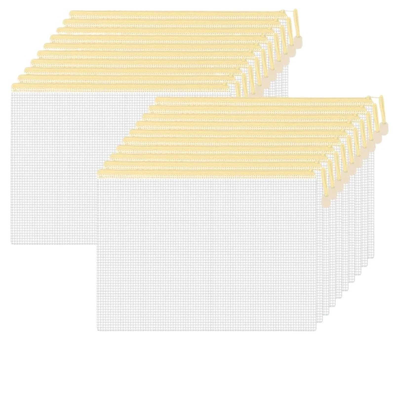 Borse per cartelle con Cerniera, Confezione da 80 Sacchetti con Cerniera in Rete Multicolore for la conservazione di Cosmetici in Ufficio e a Scuola(Yellow)