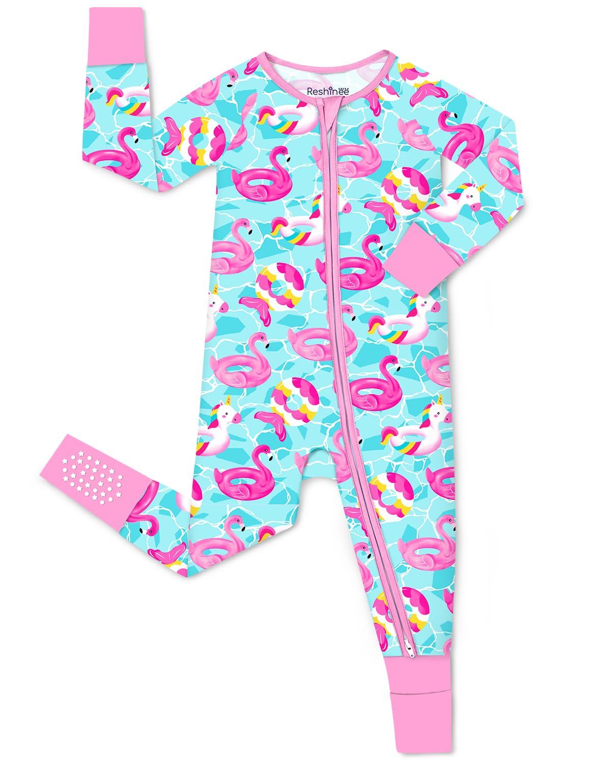 babee Reshinee Viscose Derived from Bamboo Baby Footie Pajamas Convertible Newborn Sleeper for Baby Girl Zipper Onesie 0-24M