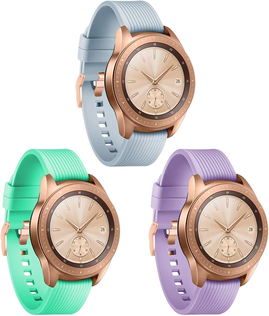 YiJYi 3 Pack Compatible for Samsung Galaxy Watch 42mm Active 2 40mm Watch Bands,20mm Width Silicone Strap Sports Replacement Wristband for Women Men