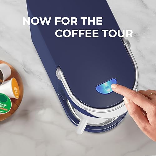 Vista 6 de CHULUX Cafetera delgada de una sola porción para cápsulas K, cafetera de una taza para tazas de viaje de 7.3 pulgadas, cafetera con tamaños de Azul