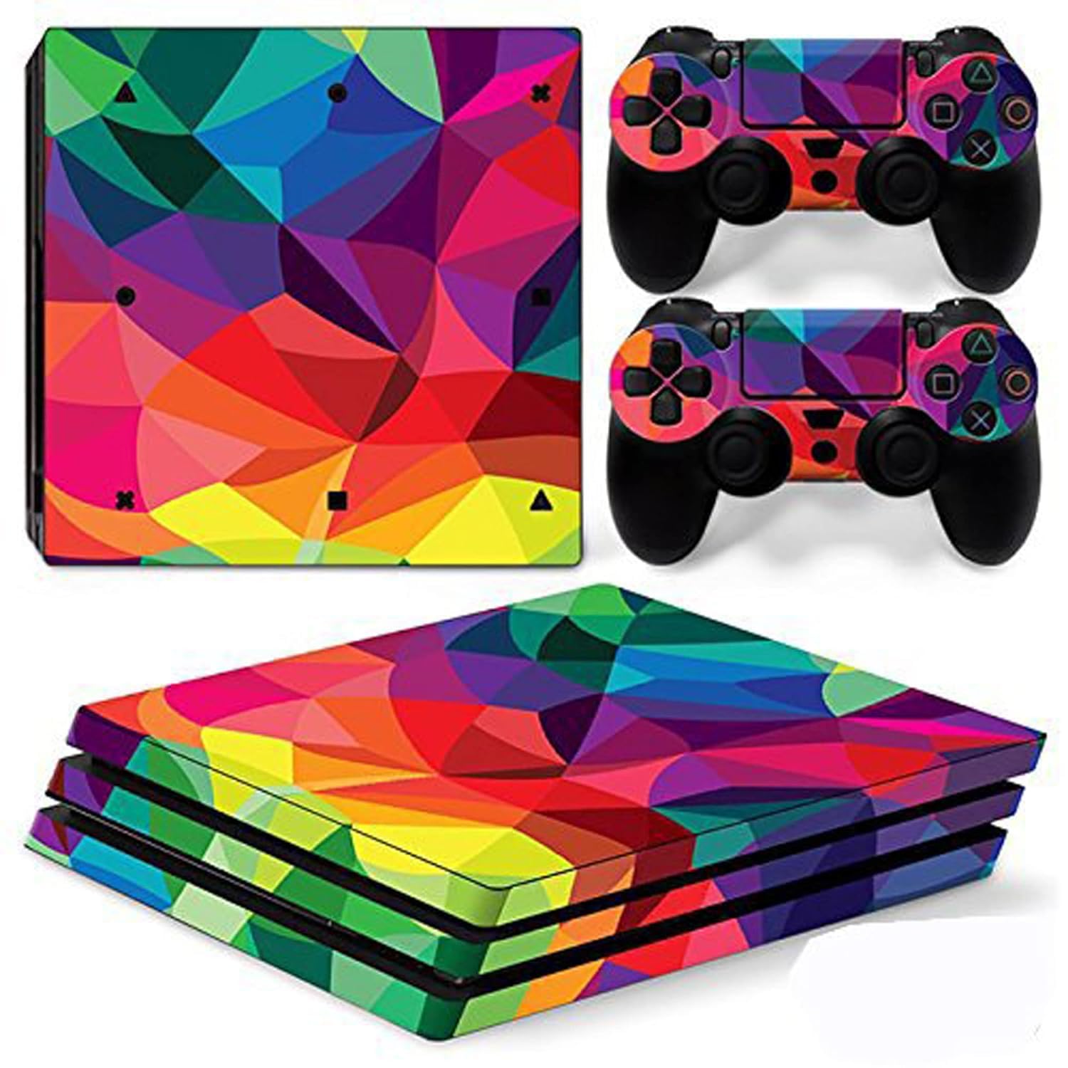 3D Colourfull Pro 3m Skin Sticker Cover for Ps4 Pro Console and 2 Controllers Stickers-image-4