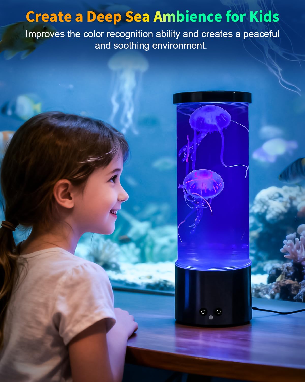 AONESY Jellyfish Lamp, Quallen lampe mit 17 Farben & Fernbedienung, Quallenlampe mit 4 Lichtmodi, Quallen Aquarium Lampe für Kinder, Quallen Lavalampe Stimmungslicht für Entspannung-Schwarz