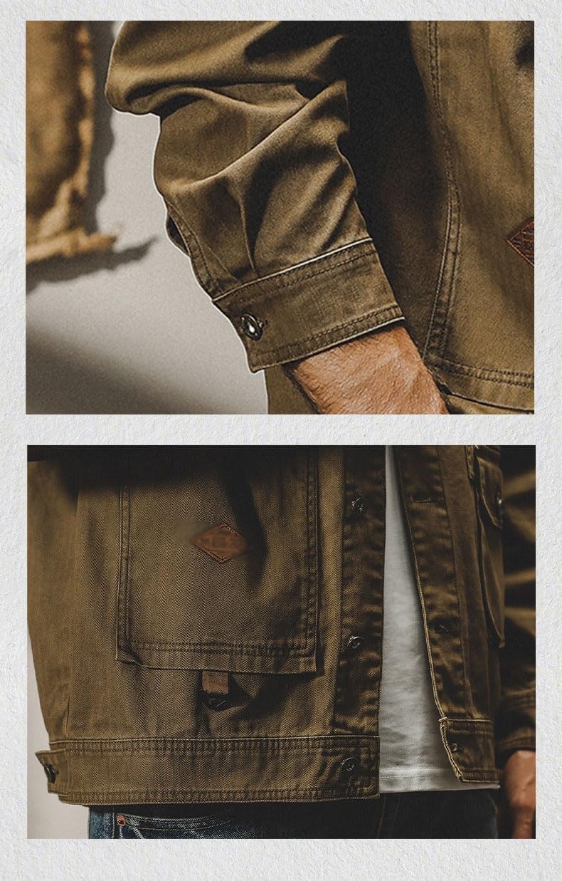 Men's American Cargo Jacket Loose Fit Multi-Season Utility Coat