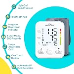 Moniteur de pression artérielle pour usage à domicile : gros cuff Easy@Home Bras supérieur Bluetooth BP Machine - Allumé en arrière LCD Affichage & 3 Utilisateur 500 Mémoire - iOS & Android APP EBP-08B