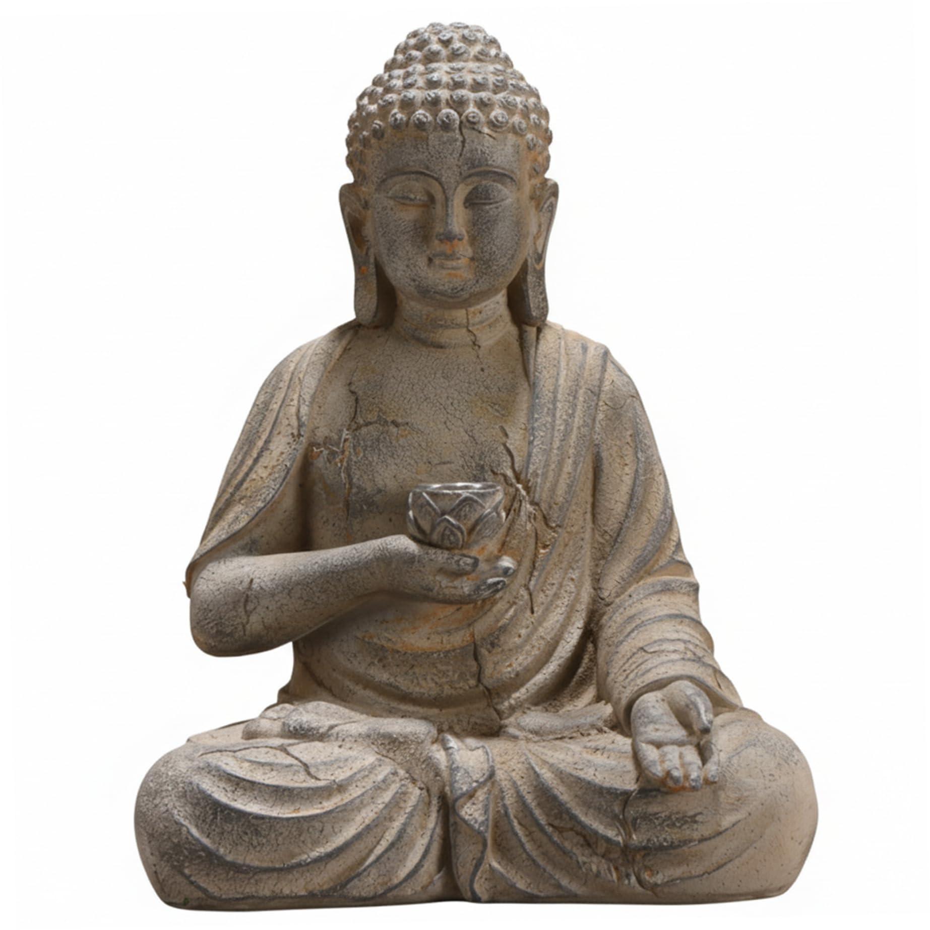 Faroby Resin Buddha Statue For Garden And Home Decor, Solar Outdoor Buda With Serene Meditation Pose For Zen Garden, Patio, Indoor Spaces, Buddha Statue Indoor