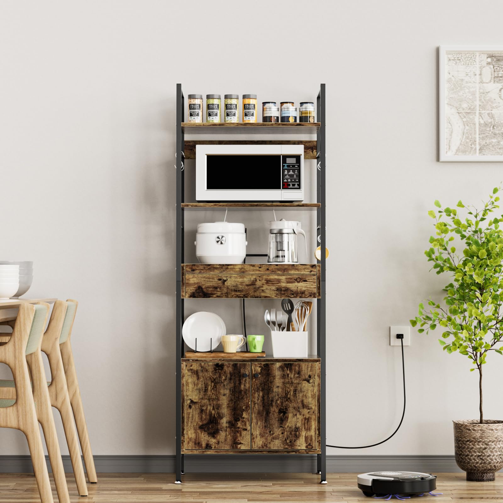 Amazon.co.jp: DEWEL キッチンラック キッチンワゴンスリム レンジ台  