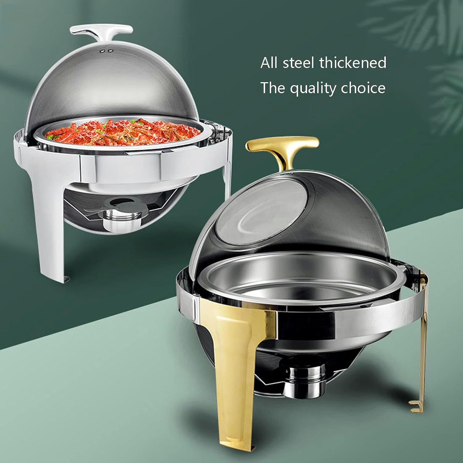 Scaldavivande - Set da Buffet Termico con pentola Calda, Piastra in Acciaio Inox con Coperchio in Vetro, Doppia Copertura in Acciaio per Eventi di Catering.