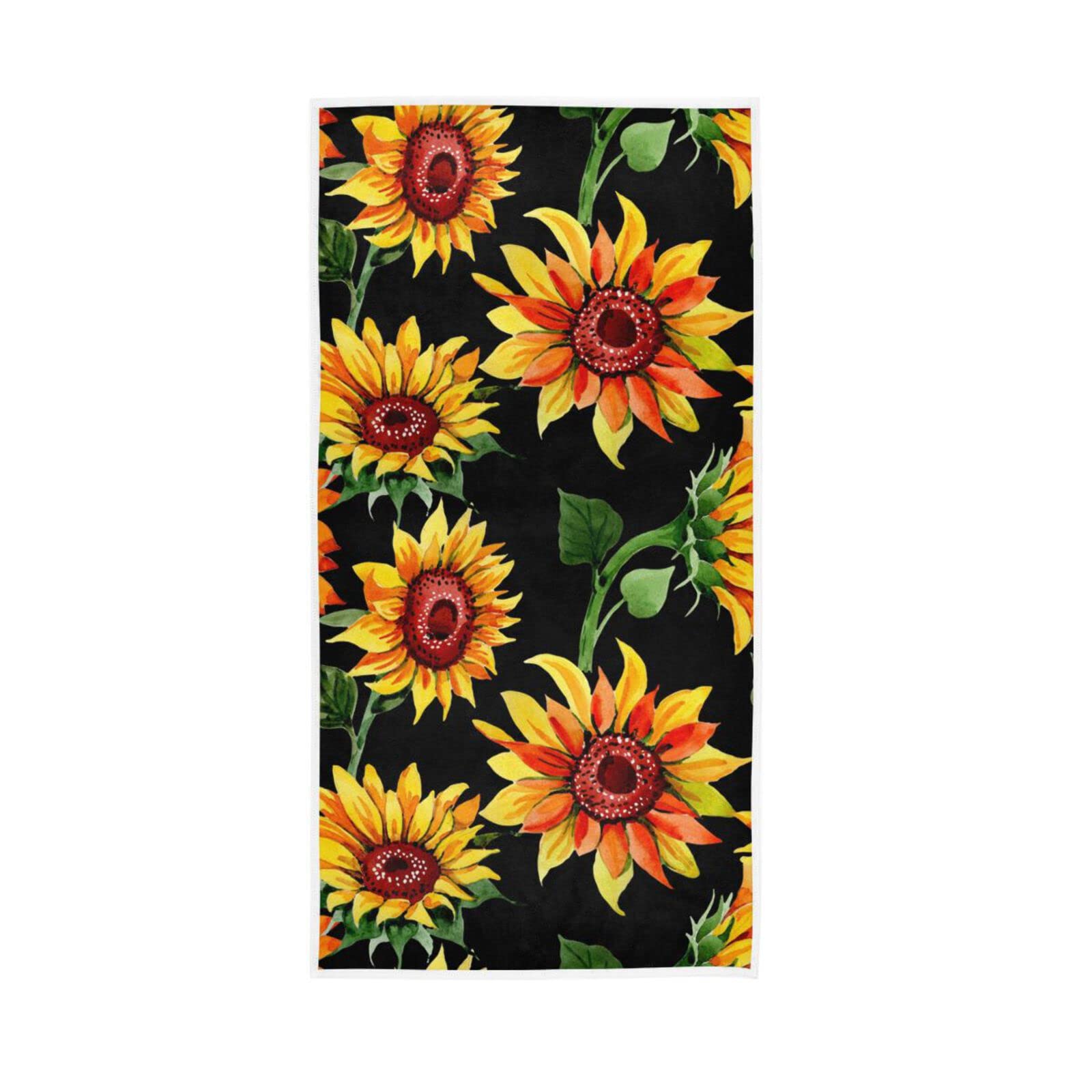 LSRCPD Hand Towels Sunflower Flower Pattern Decor Fingertip Soft Face Towel Absorbent Bathroom Kitchen Towels
