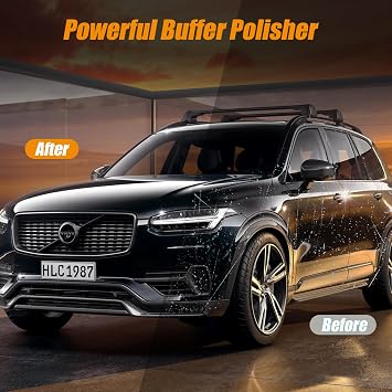 HYCHIKA 1580W Car Polisher and Buffer, Car Detailing Machine with Variable 6 Speeds Control, Pure Copper Motor, Low Noise Design for Car, Sofa Cabinet Tiles Floor, Car Polishing Kit