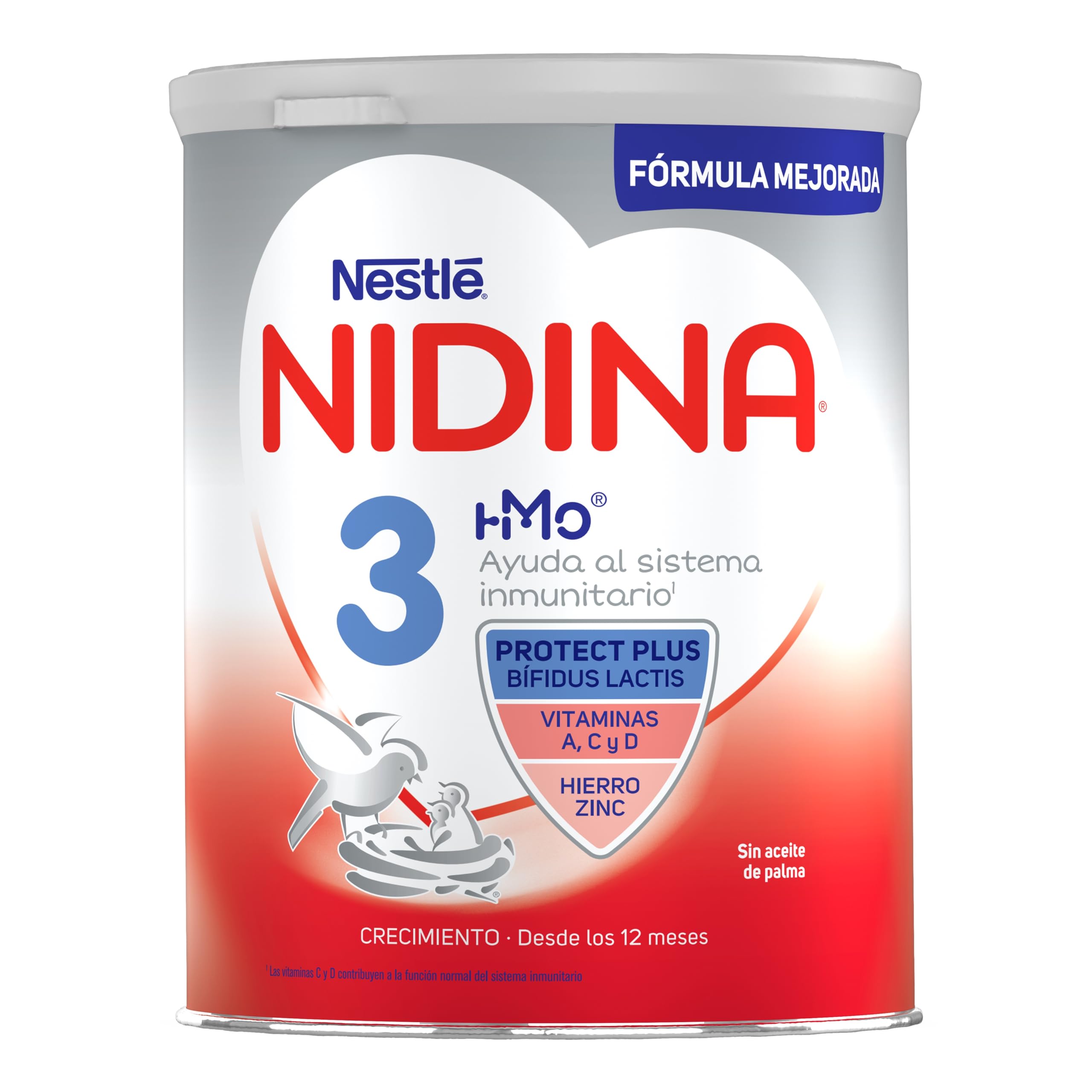 Nestlé NIDINA 3 Leche de crecimiento en polvo para bebés a partir de 12 meses, 3 x 800g