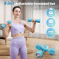 Vista 2 de Zempox Adjustable Dumbbell Set of 2, 4 in 1 Hand Weights for Women at Home, 5 lb Weights Dumbbells set of 2, Each 2lb 3lb 4lb 5lb with TPU Soft Azul