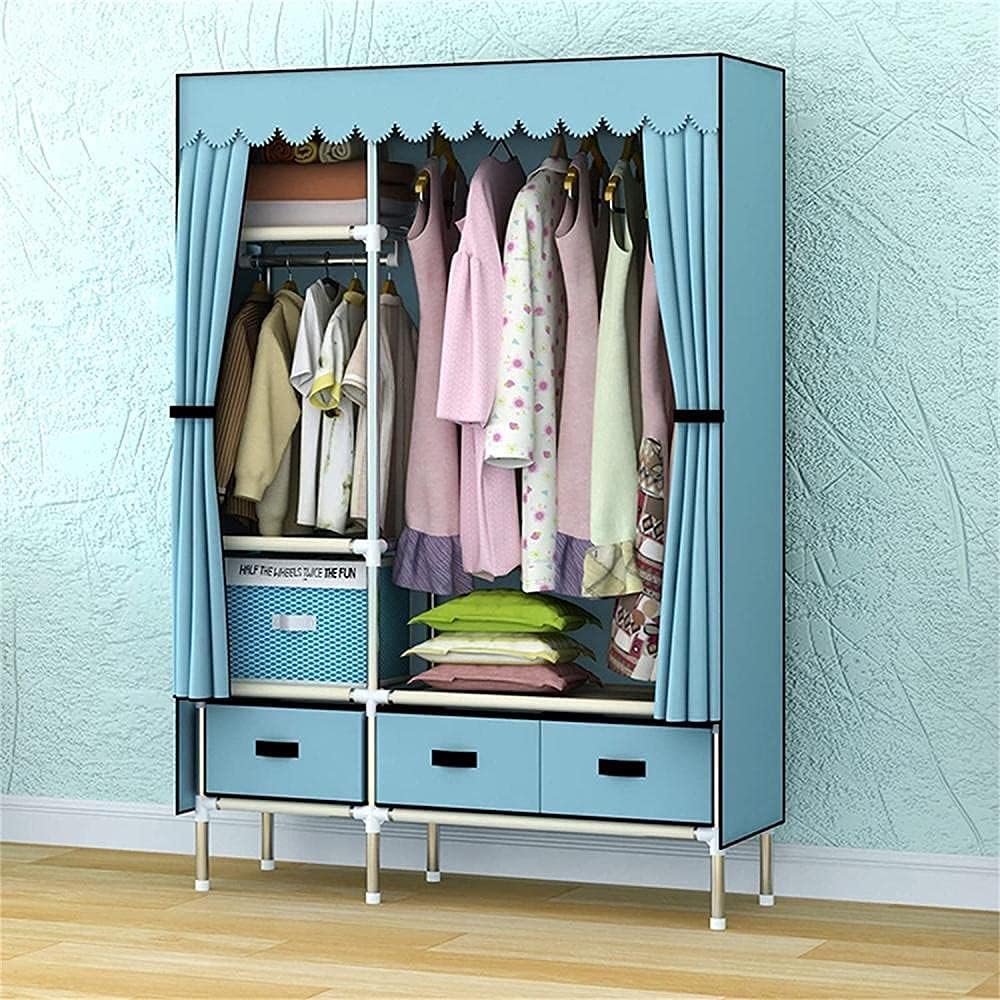 Wardrobe with Drawers Space Saver Hangers Dorm Room Homestay Open Portable Wardrobe Clothes Rack (Size : 168 83 45CM) (168 * 125 * 45CM)