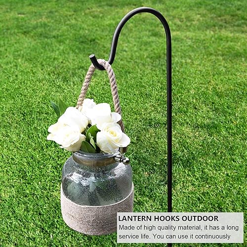 Miniatura 7 de Dualshine Paquete de 2 ganchos de pastor de 35 pulgadas de alto para jardín al aire libre para colgar luz solar, comederos de pájaros, linternas,