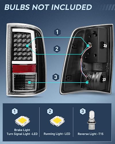 Miniatura 60 de Nilight Conjunto de luz trasera para Dodge Ram 2009 2010 2011 2012 2013 2014 2015 2016 2017 2018 Dodge Ram 1500 2500 3500 2019 2020 2021 estilo Lado