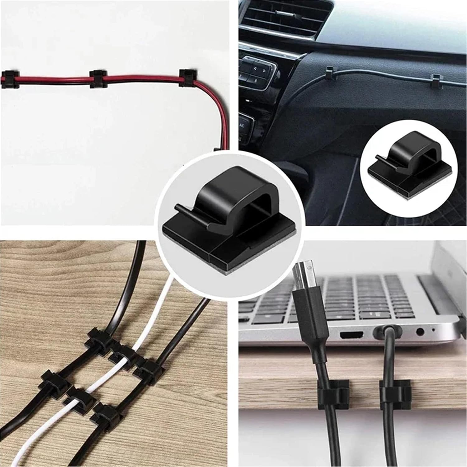 Cable Management Clips 100Pcs Cable Organizer Clips for TV PC Ethernet(Transparent)