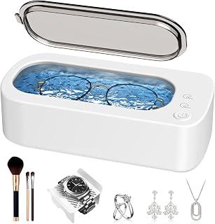 OSLTWI 48kHz Ultrasonic Jewelry Cleaner: 350ml 304 Stainless Steel Tank, Dual Modes for Rings, Glasses, Watches - Portable Gift for Her