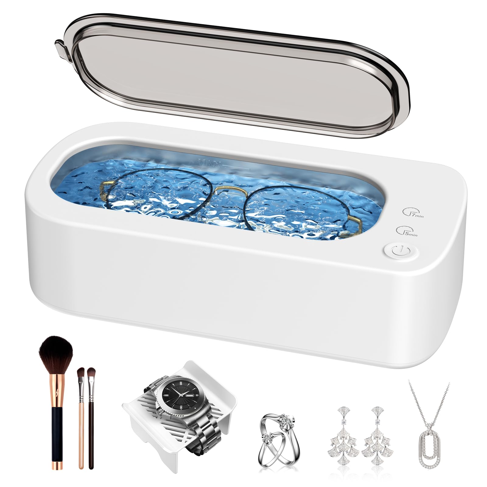 OSLTWI Ultrasonic Jewelry Cleaner Machine 48KHz Ultra Sonic Cleaner for Jewelry Eyeglass Rings Watch Band Dentures with Dual