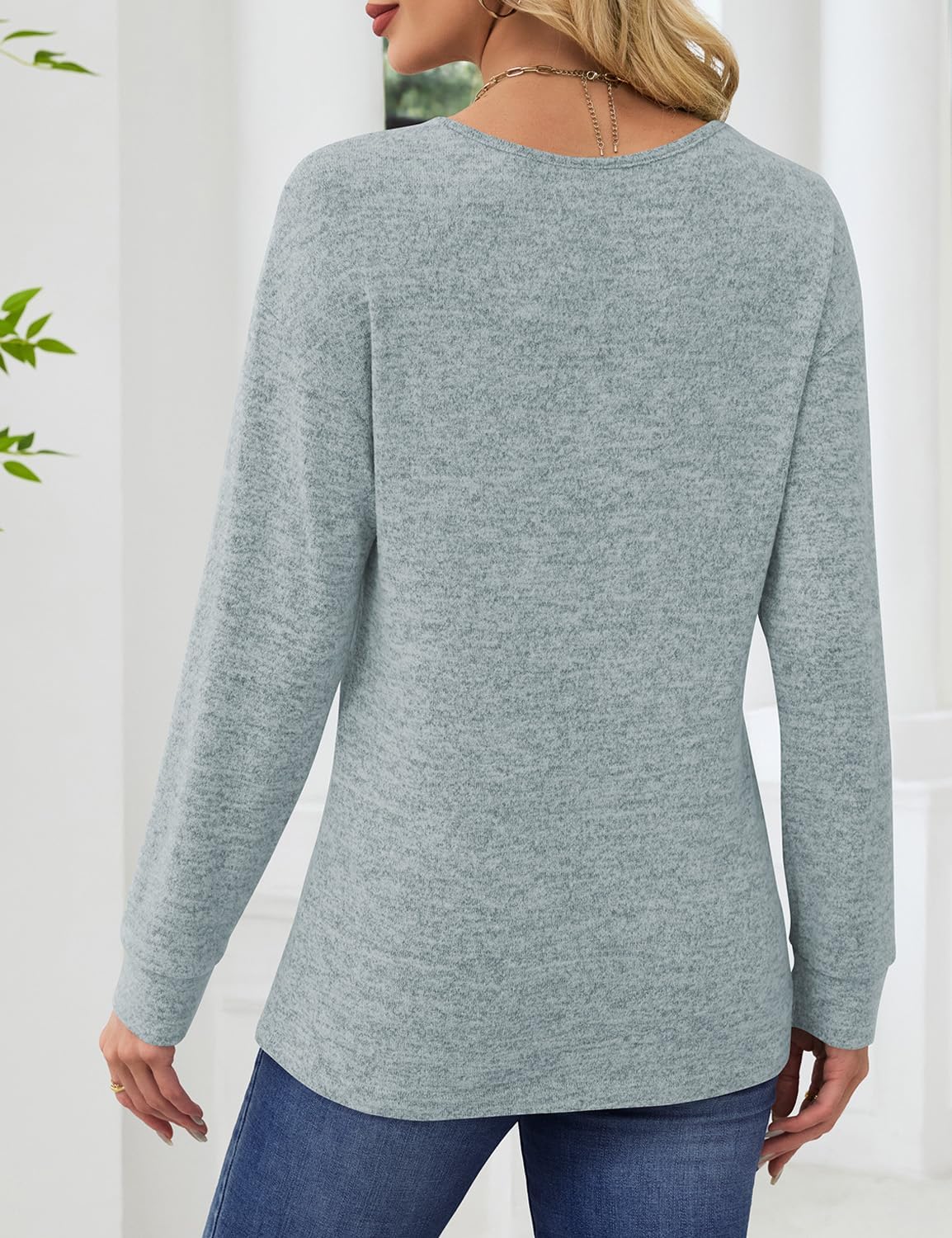 JUSTFASHIONNOW Long Sleeve Shirts for Women V Neck Tops Tunic Dressy Casual Blouses Comfy Tee Womens Top Winter Clothes 2025 - Image 6