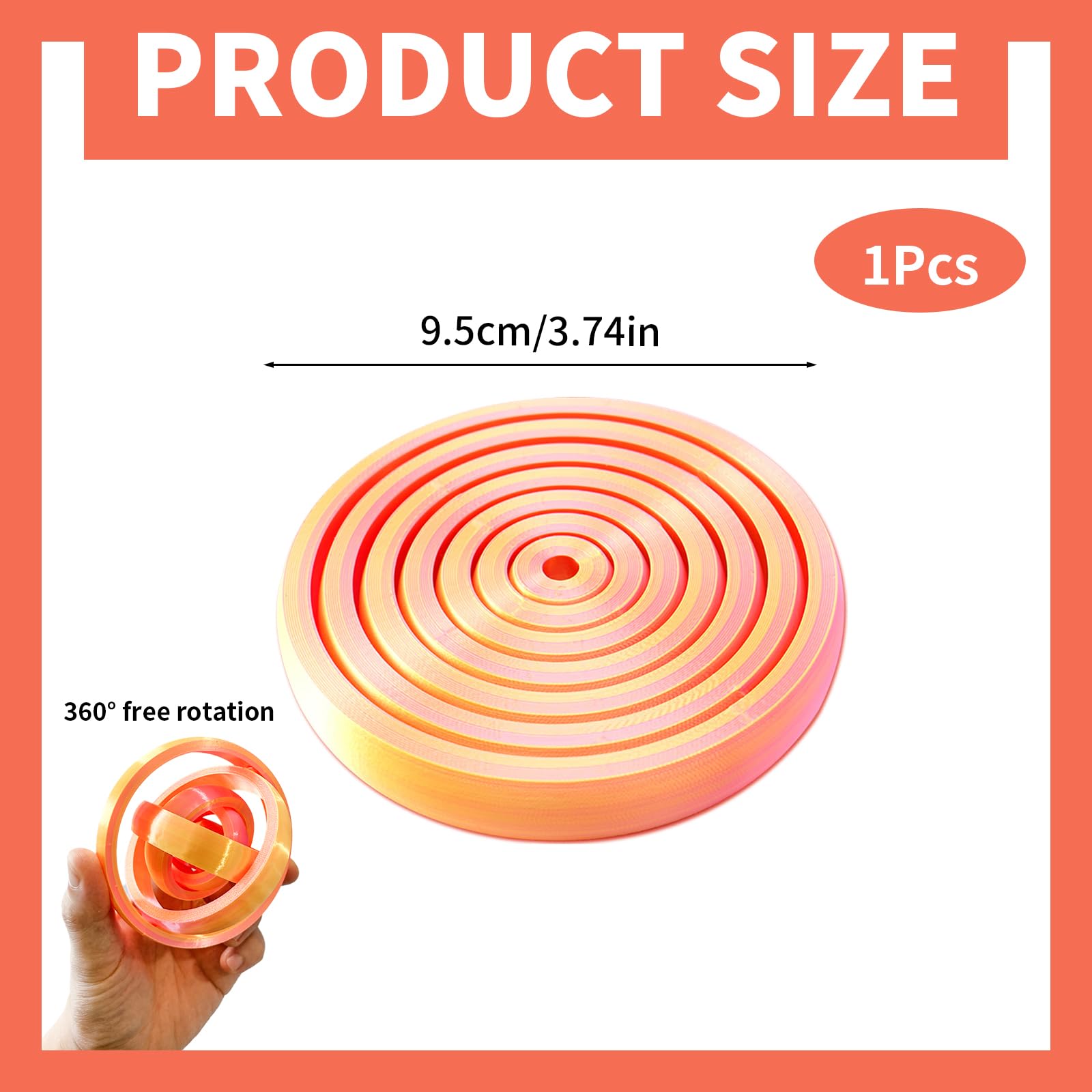 3D Printed Fidget Toy for Adults & Kids, Steampunk Interstellar Sphere with 360° Rotation, Stress Relief Desk Toy - Image 2