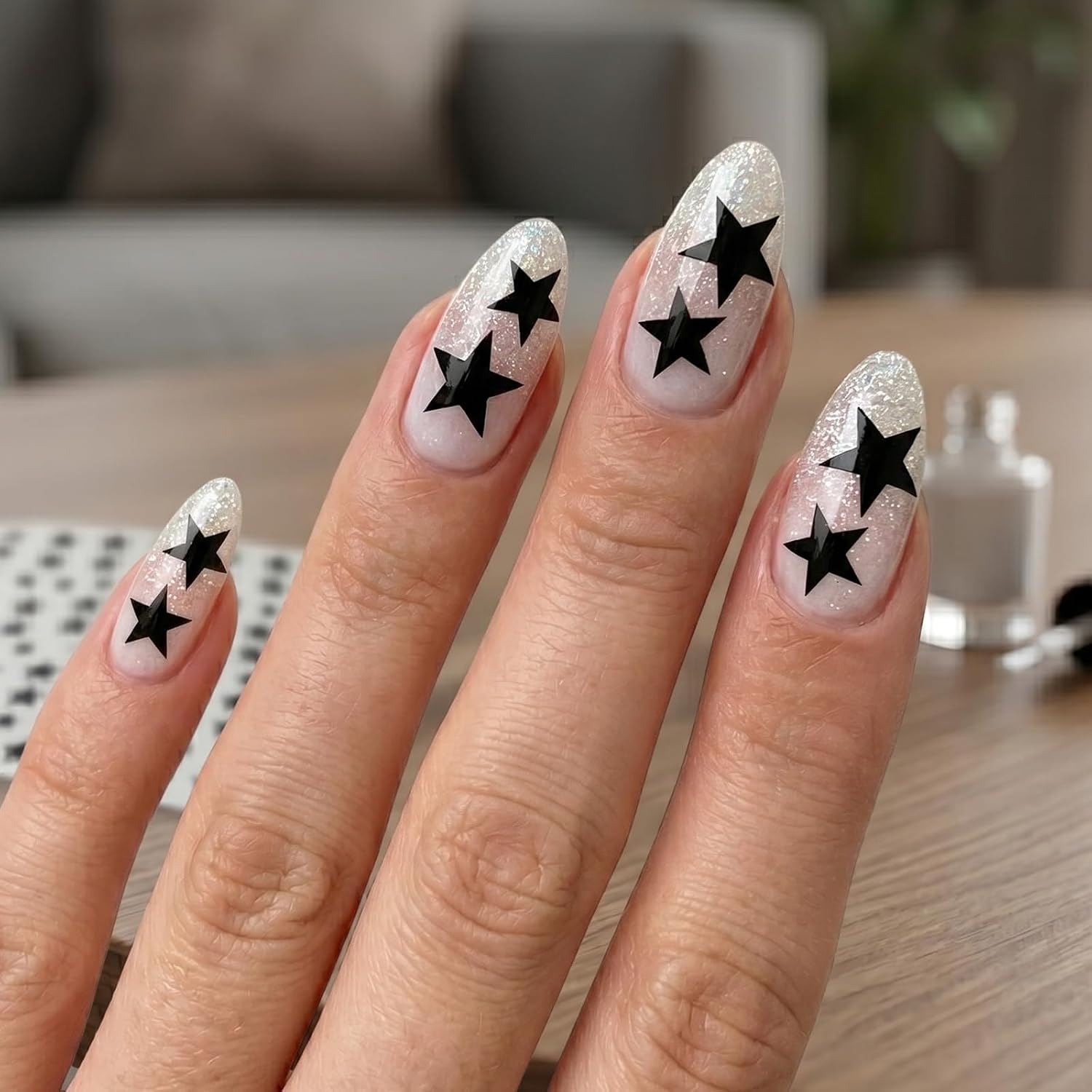 8 Sheets/512 Pcs Star Nail Stickers, 3D Self Adhesive Star Nail Decals Shiny Pentagram Y2K Nail Art Sticker for Women Girls Nails Design Manicure Decorations