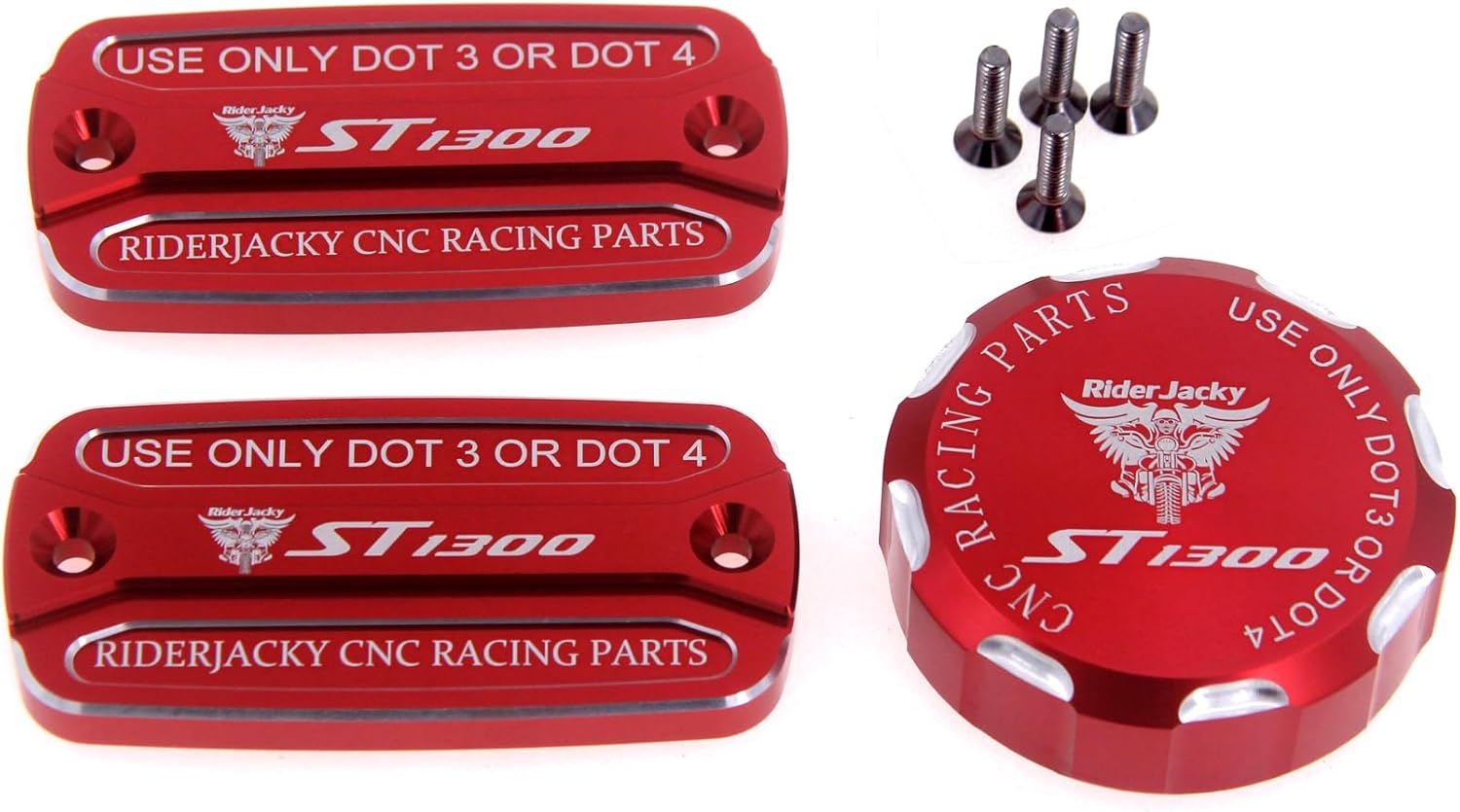 For Honda ST1300/A/AC 2003-2013 | ST1300PA 2005-2018 Motorcycle Front Brake & Clutch and Rear Brakes Master Cylinder Fluid Reservoir Cover ST 1300 Accessories Modified Parts (Red)