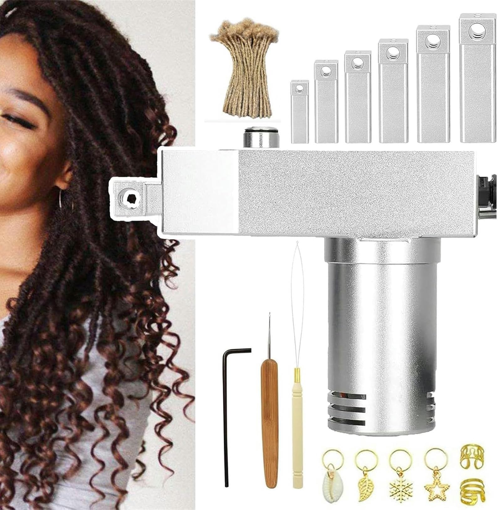 Máquina para rastas con trenzado rápido y continuo para pelo largo