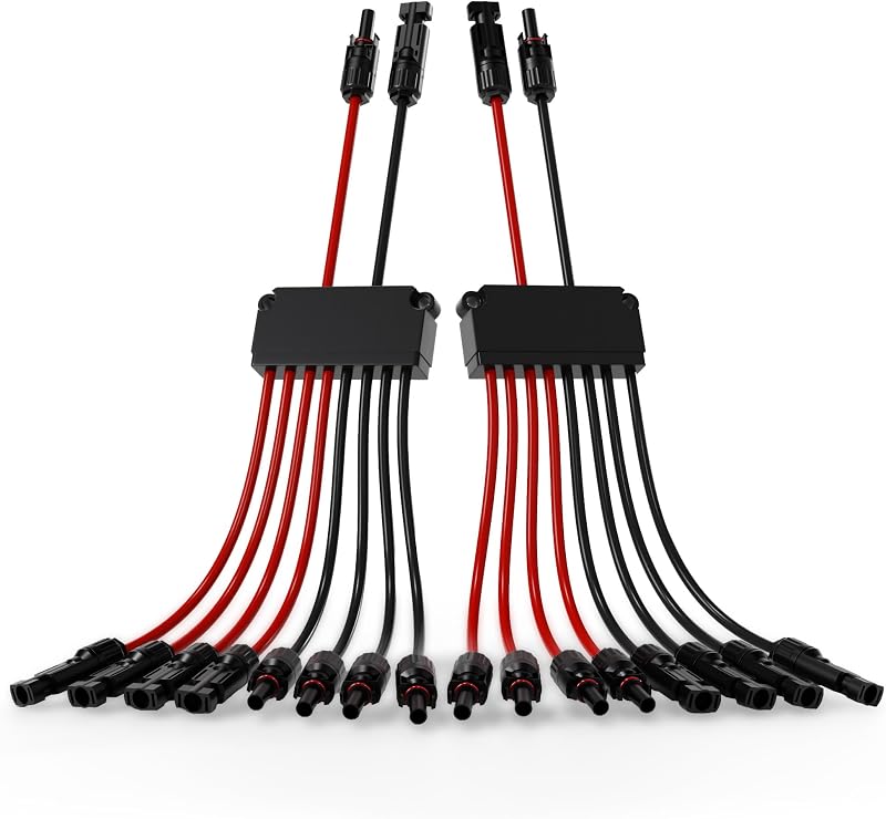 Par de conectores solares Y 2 para 8, adaptadores paralelos para 2 a 4 painéis, 10AWG