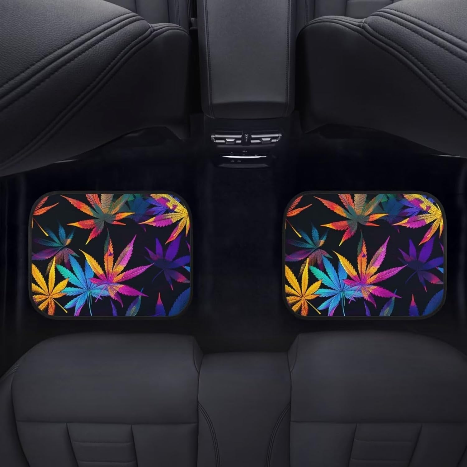 Car Floor Mat for Women Men, Marijuana Print Front and Rear Car Floor Mats All Weather Protection, Non Slip Car Floor Mats Rubber Universal Fit for Cars Truck Van SUV