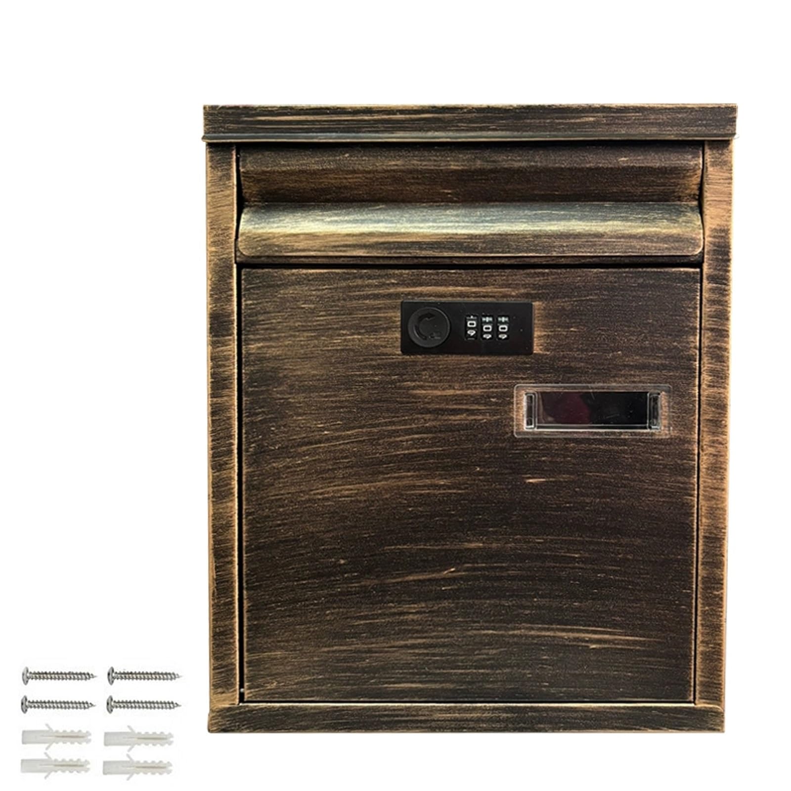 Boîte aux lettres verrouillable extérieure marron compacte pour courrier et journaux
