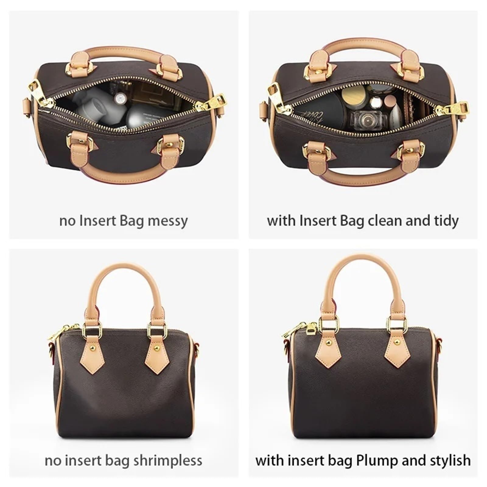 Organizer tascabile in feltro per borsa LV Speedy 25 30 35, tasca interna sagomata, borsa cosmetica portatile da viaggio(Brown a,For speedy30)