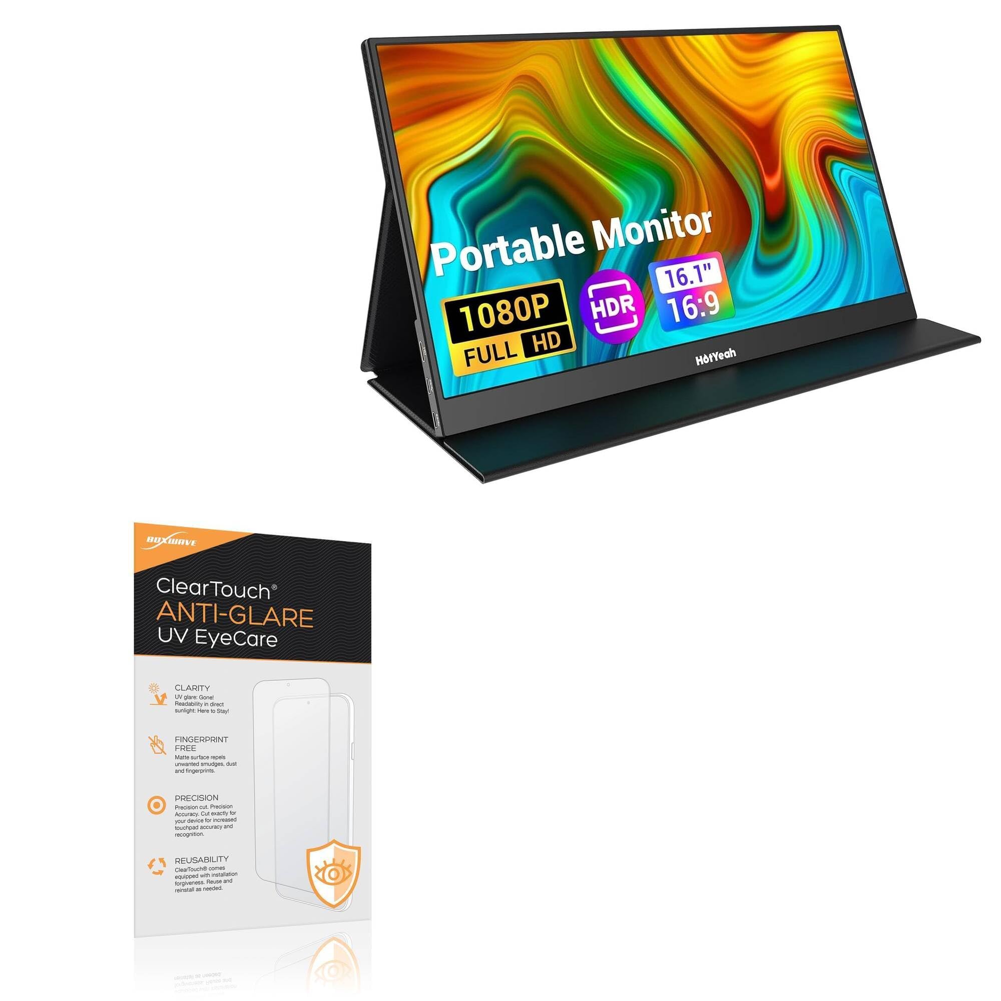BoxWave Screen Protector Compatible With HotYeah FHD Laptop Monitor (16.1 in) - ClearTouch Anti-Glare Anti-UV EyeCare (2-Pack), Filters out Harmful Blue Light Reduce Fatigue