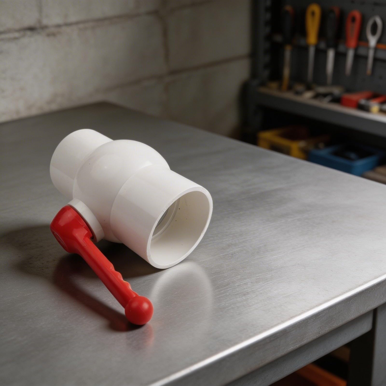 Valvola a sfera in PVC con impugnatura a T rossa, raccordo saldato piatto ispessito per tubi dell'acqua, applicazioni idrauliche per acquari e domestici, 2,5/3/4 pollici (110pvc-10,2 cm)