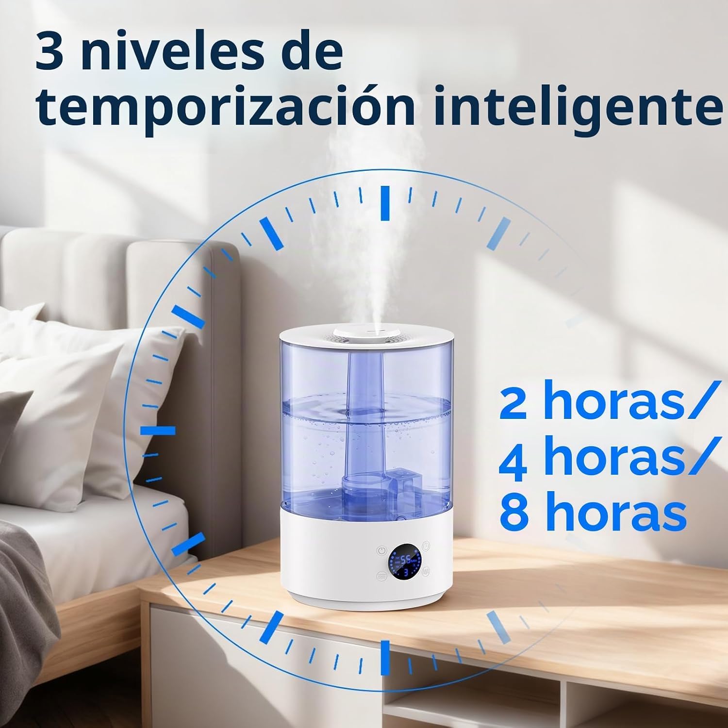 Humidificador de Aire para Bebés de 7,8 L,Llenado Superior con vapor frío,3 Modos de Pulverización,Humidificador Silencioso de 20 dB,Adecuado para Salas de Estar y Dormitorios