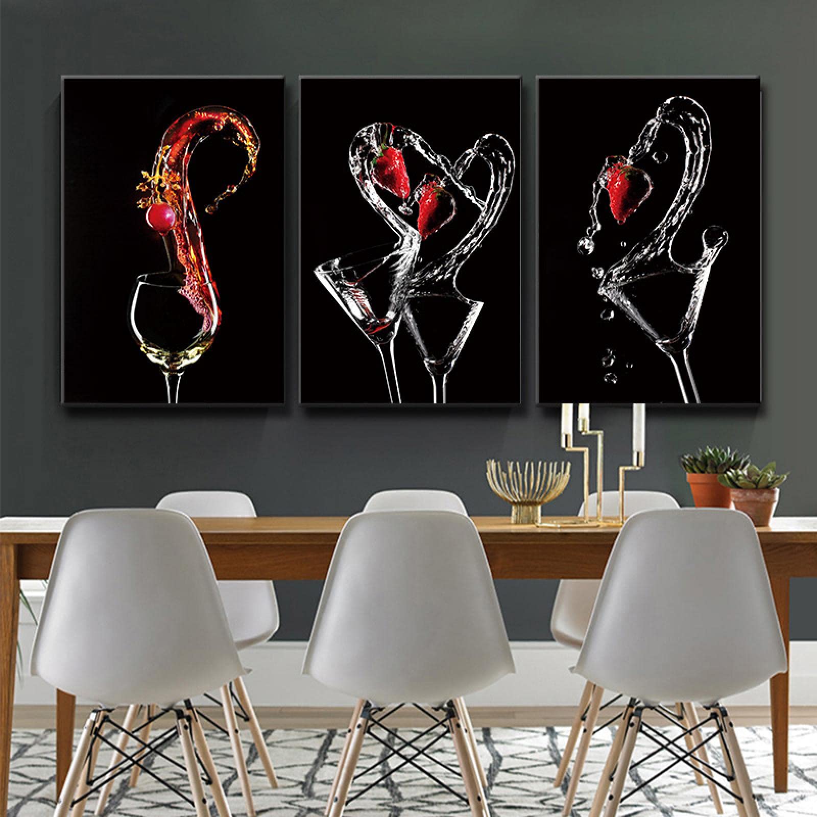 Nowoczesne abstrakcyjne czerwone kubki obraz na płótnie do salonu lub łazienki plakaty i nadruki dom sztuka ścienna dekoracja 60 x 80 cm x 3 bez ramy