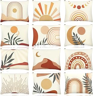 12 Pcs Boho Cosmetic Bags Rainbow Makeup Bag Boho Party Favors Sunshine Makeup Pouch Quotes Printed Cosmetic Pouch for Purse Cute Zipper Travel Preppy Makeup Bag for Woman Adult (Boho)