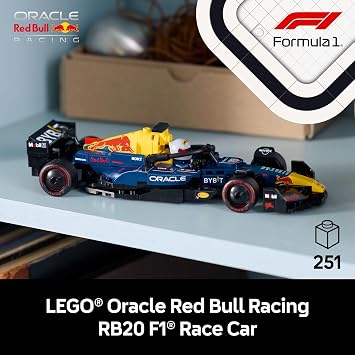 LEGO Speed Champions Oracle Red Bull Racing RB20 F1 Race Car Model Kits - Building Set for Adults, Ages 18+ with Realistic Features - Red Bull F1 DIY Crafts for Display - Gift Idea for Fans - 77243