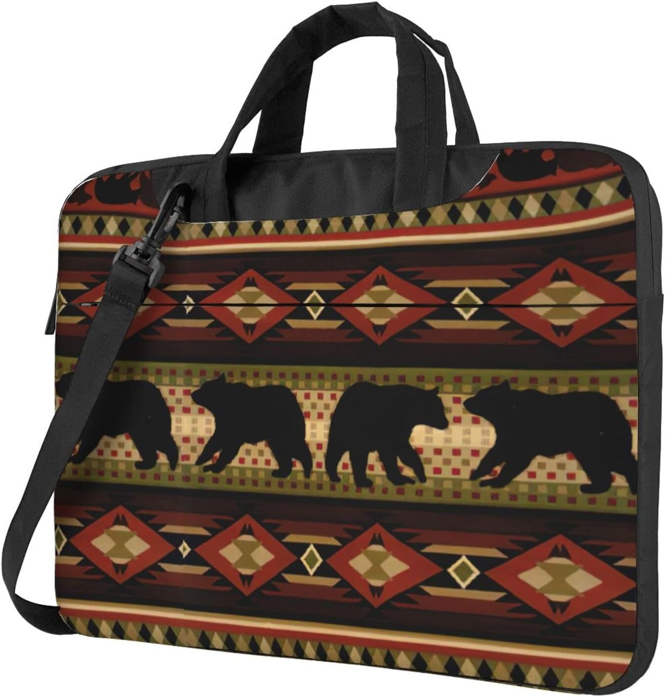 Bear Print Laptop Shoulder Bag Messenger Bag Notebook with Accessories Pocket 13/14/15.6 inch