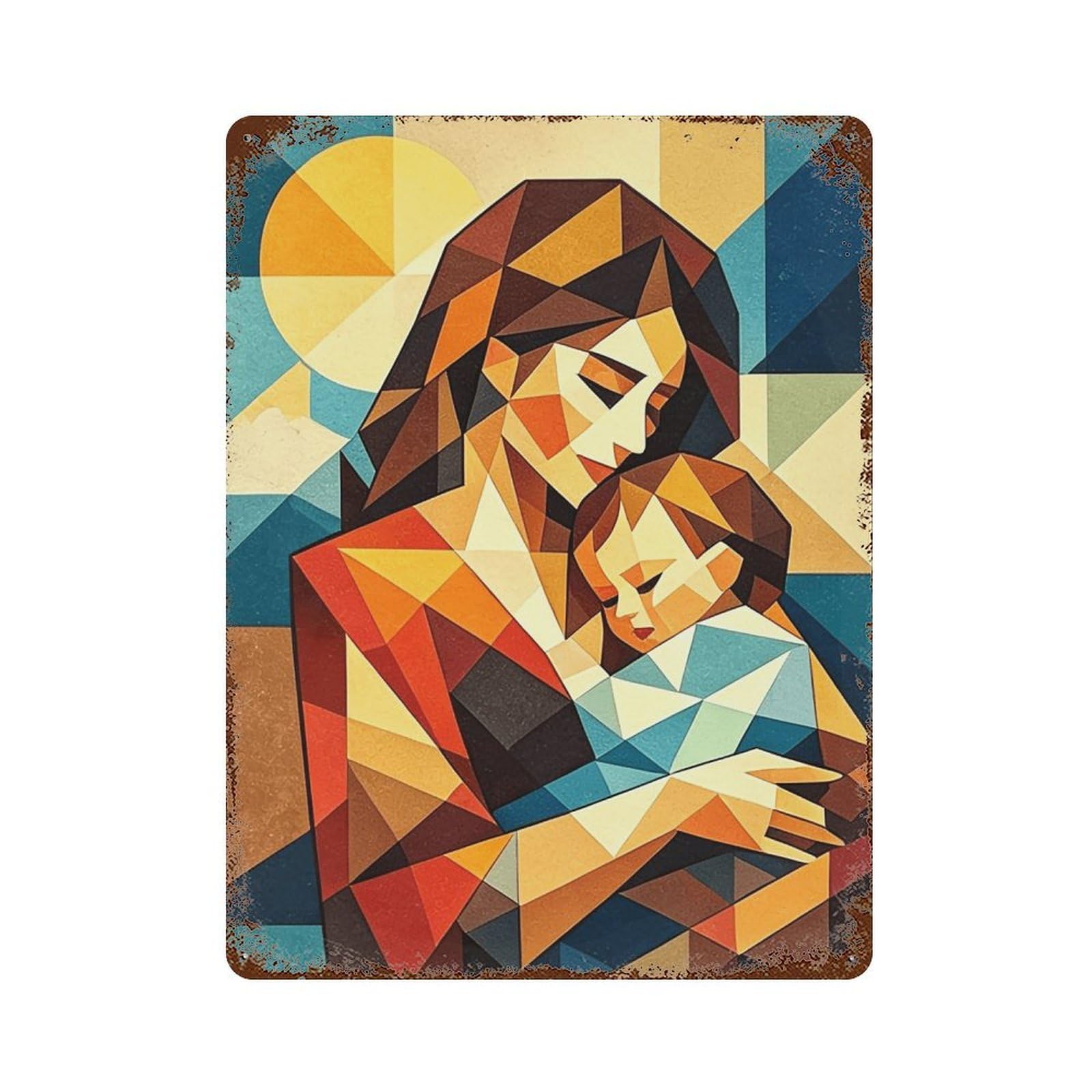 WIHYRTUI Top Left Cubist Mother And Infant (2) Wall Retro Iron Metal Tin Sign Vintage Art Poster Modern Home Cofffee Club Art Bar Shop Decor Style 40x30cm