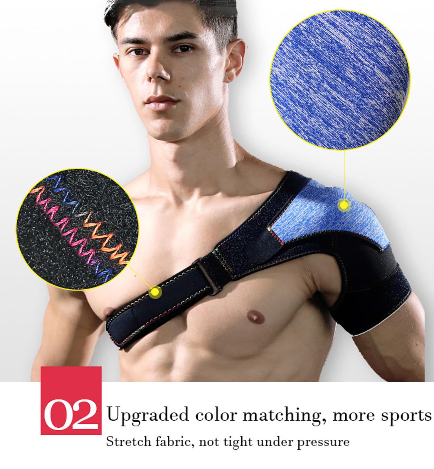 NIBHZ Tutore per La Spalla, Supporto per La Spalla Regolabile Fascia per L'immobilizzatore del Braccio del Manicotto di Compressione per Uomo Donna,Black-Left