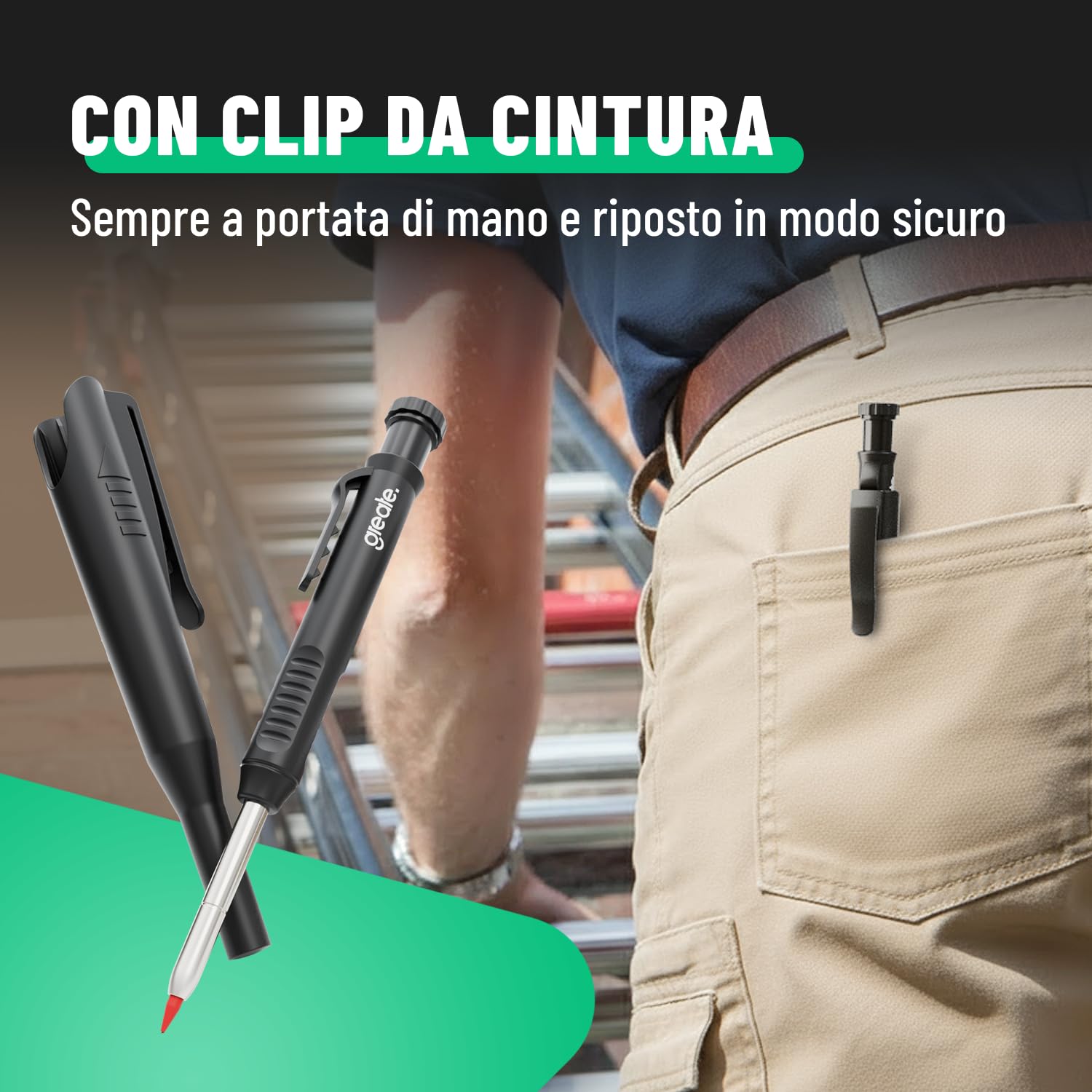 greate Marcatore a foro profondo con matite falegname, 7 mine e temperamatite - Matita da cantiere professionale per legno, metallo, plastica, piastrelle - fai da te attrezzi, accessori da lavoro