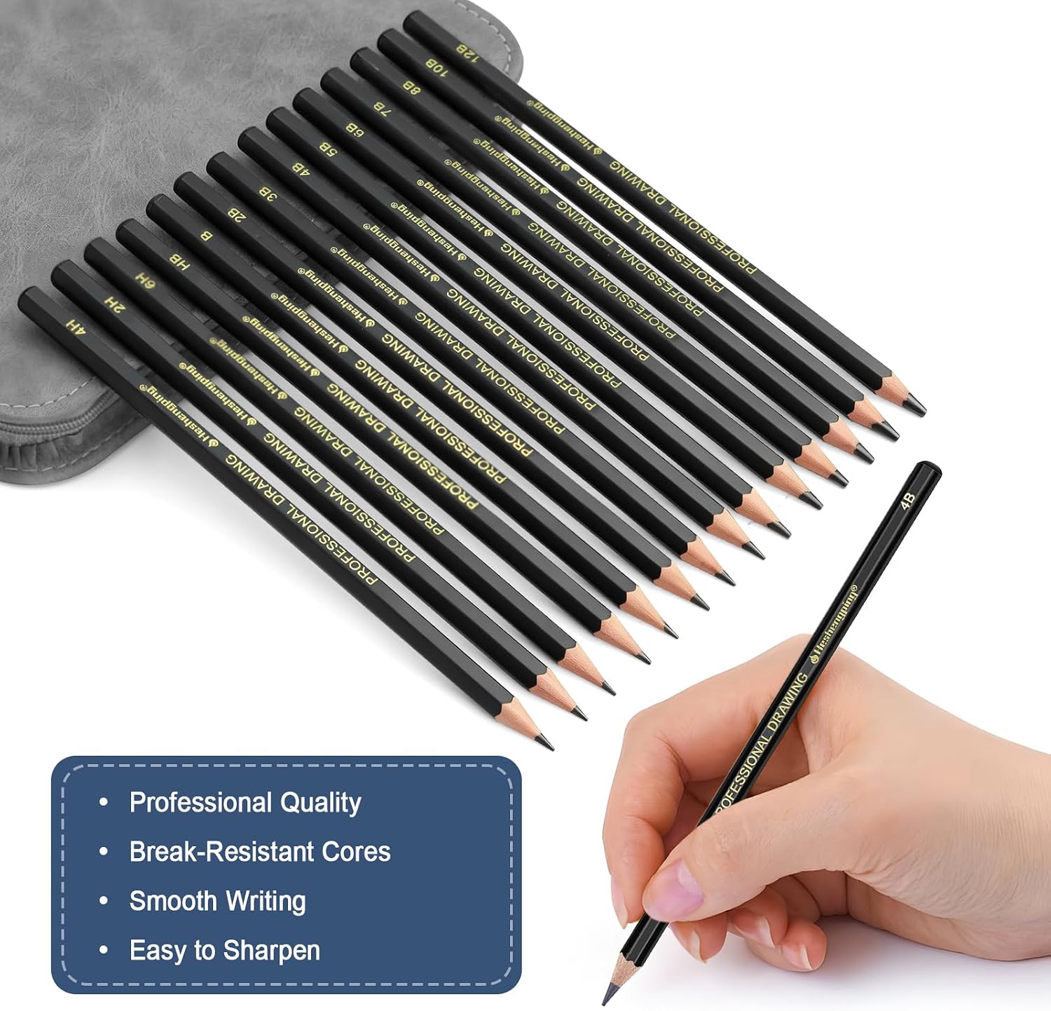 Heshengping Sketching and Drawing Pencils Set 26pcs, Art Supplies Drawing pencil Kit,Graphite Charcoal Professional Pencils Set, Adults Beginners Artist