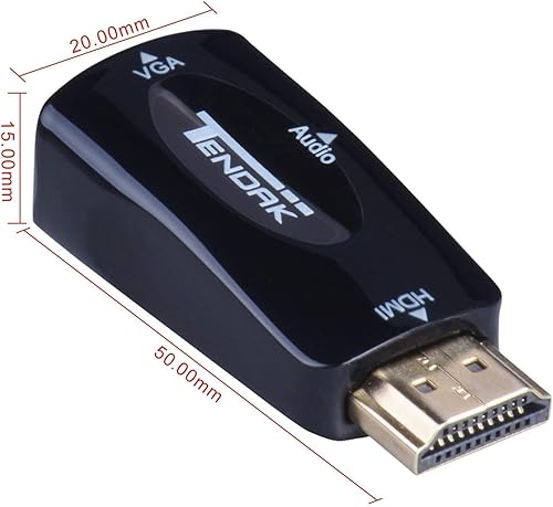 Miniatura 4 de Tendak Adaptador de convertidor HDMI a VGA activo chapado en oro 1080P con audio de 0.138 in para computadora portátil, proyector HDTV, PS3, Xbox