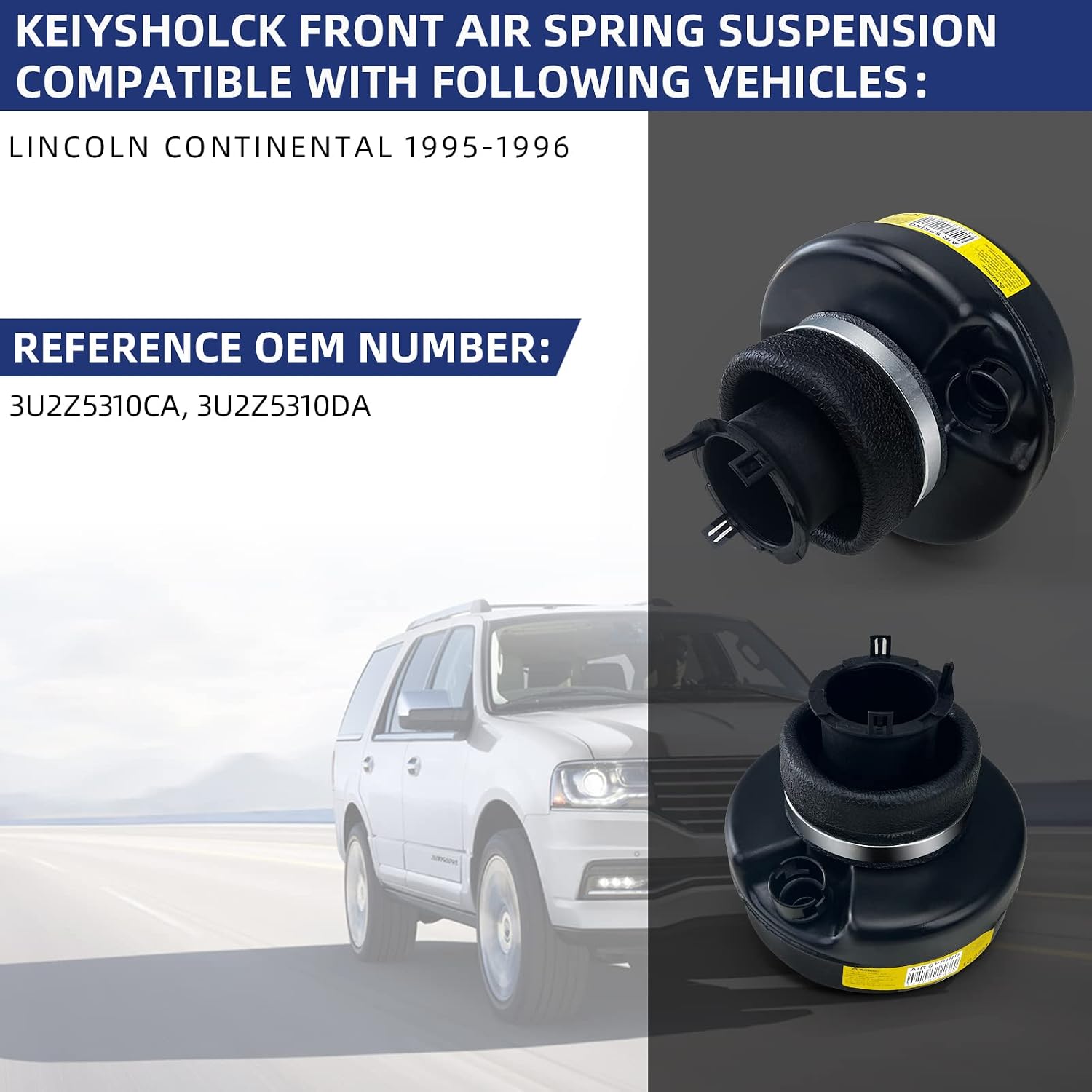 Front Air Spring, Compatible with Lincoln Continental 1995-1996 Car Air Suspension, OEM Replace# 3U2Z5310CA, 3U2Z5310DA
