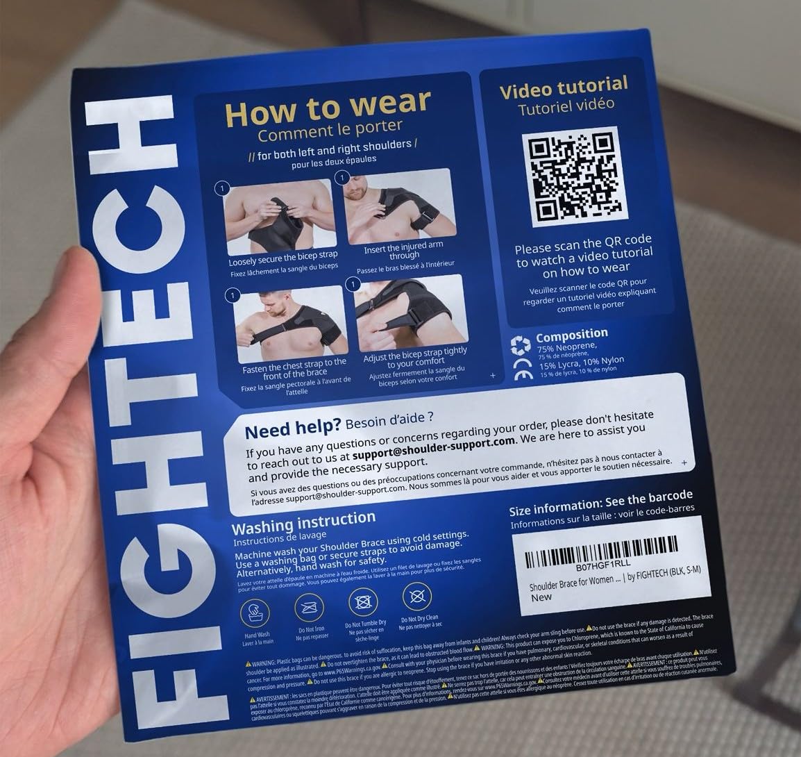 FIGHTECH Tutore per spalla per uomini e donne, supporto a compressione per rotatori rotatori strappati e altre lesioni alla spalla, braccio sinistro o destro (USA, L/XL)