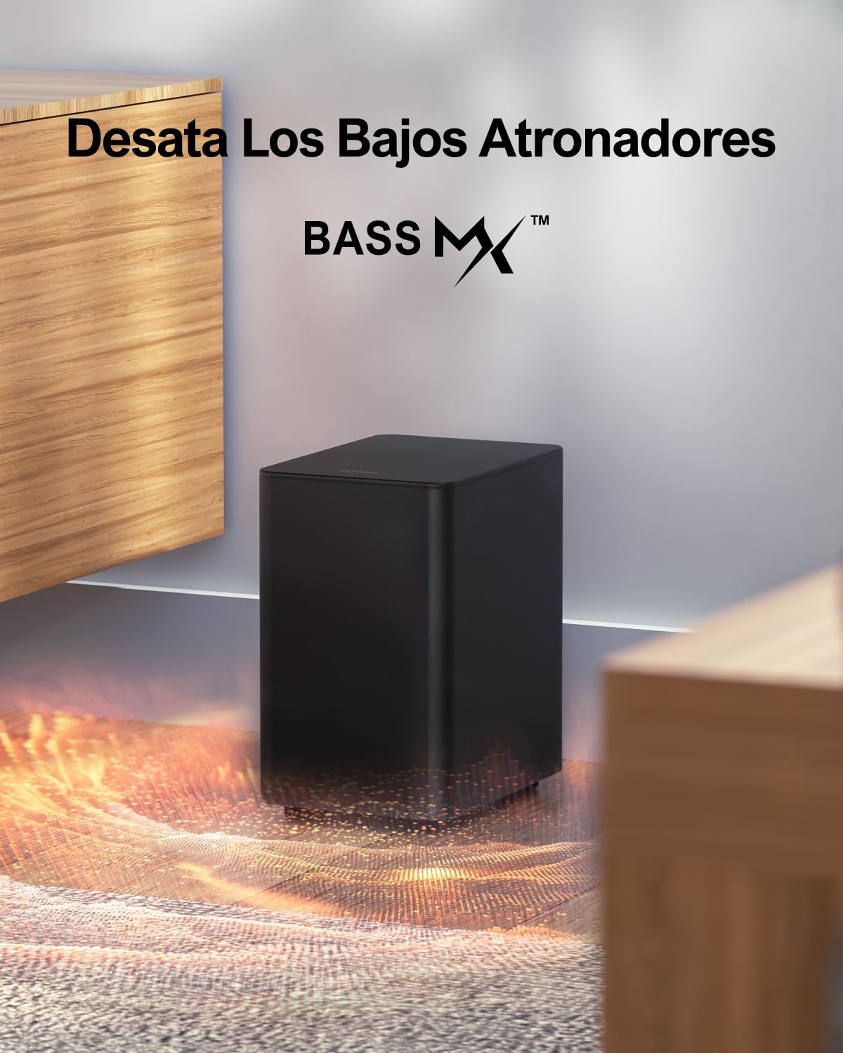 ULTIMEA 5.1ch Barra de Sonido Envolvente, Pot Máx 320W, Barras de Sonido TV con Subwoofer y 2 Altavoce Trasero, Sistema de Home Cinema con Bajos Ajustables, BT 5.3/HDMI/Óptico/AUX/USB, Poseidon D50