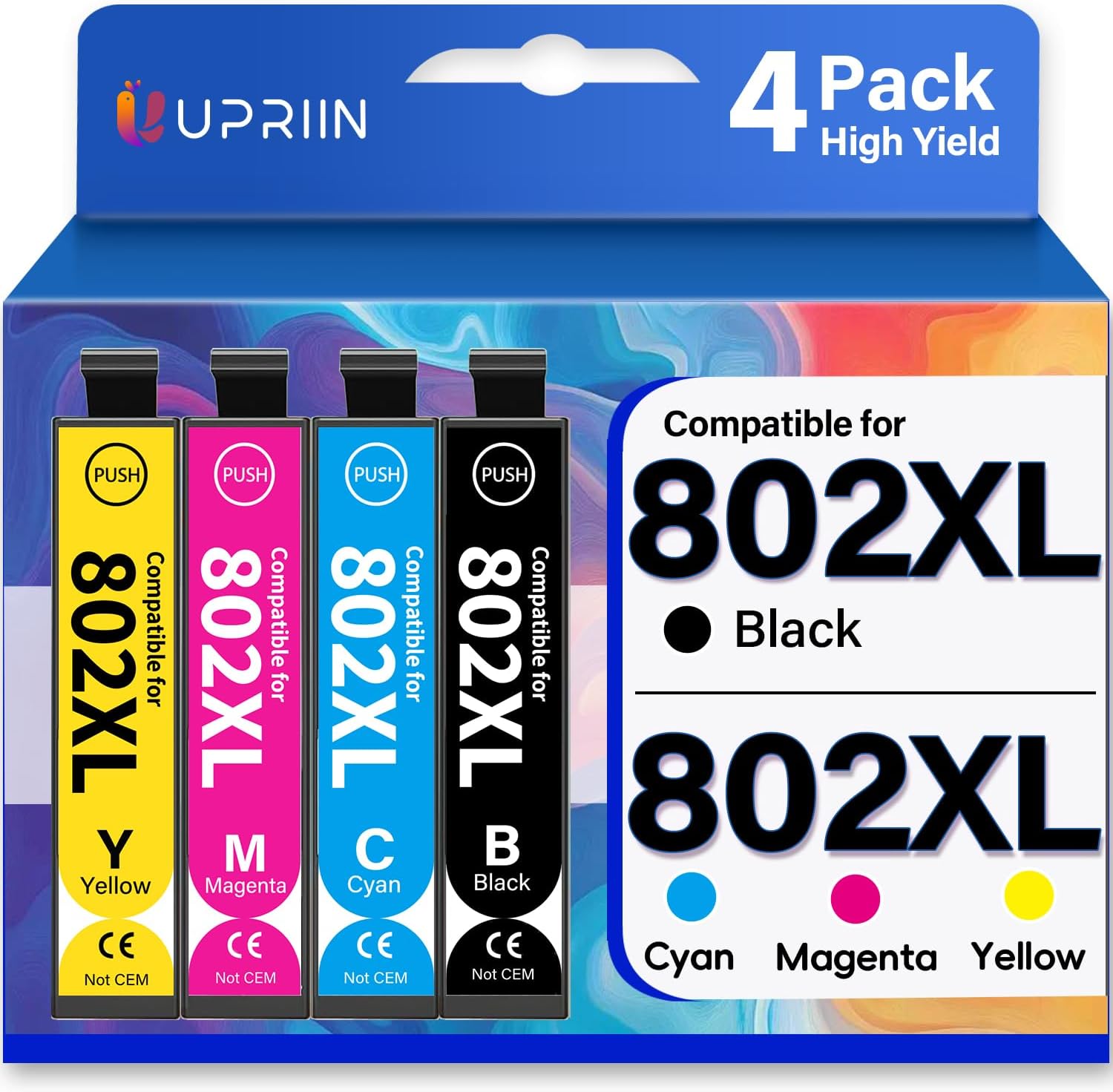 Remanufactured Compatible for 802XL Ink Cartridges Replacement for Epson T802 802XL Ink Cartridges for Workforce Pro WF-4720 WF-4730 WF-4734 WF-4740 EC-4040 EC-4030 EC-4020