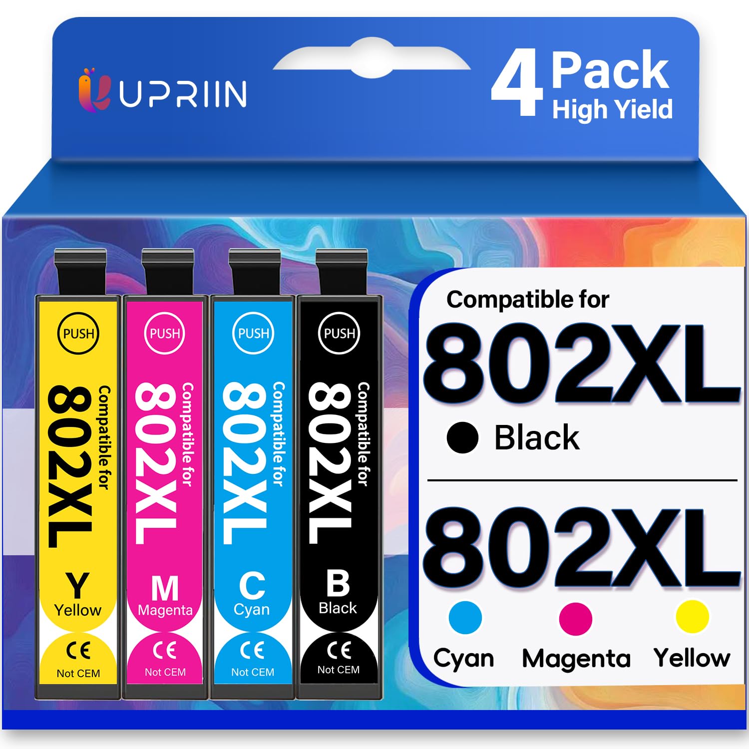 UPRIIN Remanufactured Compatible for 802XL Ink Cartridges Replacement for Epson T802 802XL Ink Cartridges for Workforce Pro WF-4720 WF-4730 WF-4734 WF