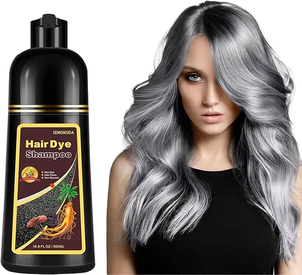NCEPROHR Silver Gray Hair Dye Shampoo, Instant Hair Color Shampoo, Colors Hair in Minutes, Long Lasting Silver Hair Dye, Champu Para Canas, Easy to Use 16.90 Fl Oz
